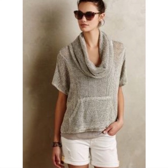 Anthropologie Sweaters - Saturday Sunday Anthropologie Sapin Gray Open Knit Cowl Neck Sweater Top Small